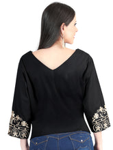 Load image into Gallery viewer, Artisanal Embroidered Blouse 100% Cotton Black 603962
