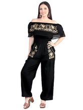 Load image into Gallery viewer, Artisanal Embroidered Jumpsuit 100% Cotton Black 603965
