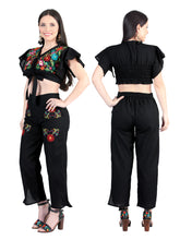 Load image into Gallery viewer, Artisanal Embroidered Set 100% Cotton Black 603996
