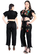 Load image into Gallery viewer, Artisanal Embroidered Set 100% Cotton Black 603996
