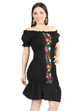 Load image into Gallery viewer, Artisanal Embroidered Dress 100% Cotton Black 604007
