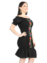 Load image into Gallery viewer, Artisanal Embroidered Dress 100% Cotton Black 604007
