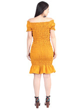 Load image into Gallery viewer, Artisanal Embroidered Dress 100% Cotton Mustard 604008
