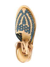 Load image into Gallery viewer, Mexican Artisanal Sandals Leather Tan/Blue 604019
