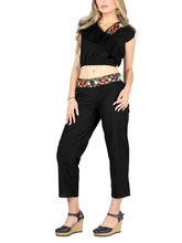 Load image into Gallery viewer, Artisanal Embroidered Set 100% Cotton Black 604048

