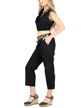 Load image into Gallery viewer, Artisanal Embroidered Set 100% Cotton Black 604048
