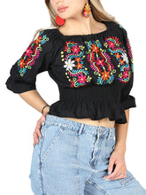 Load image into Gallery viewer, Artisanal Embroidered Blouse 100% Cotton Black 604051
