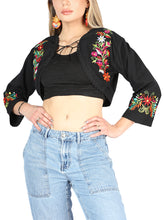 Load image into Gallery viewer, Artisanal Embroidered Torera 100% Cotton Black 604052
