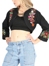 Load image into Gallery viewer, Artisanal Embroidered Torera 100% Cotton Black 604052
