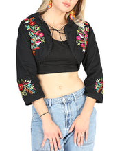 Load image into Gallery viewer, Artisanal Embroidered Torera 100% Cotton Black 604052
