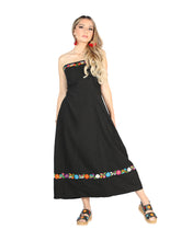 Load image into Gallery viewer, Artisanal Embroidered Dress 100% Cotton Black 604053
