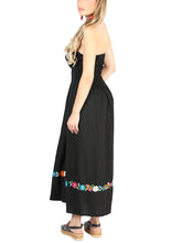 Load image into Gallery viewer, Artisanal Embroidered Dress 100% Cotton Black 604053
