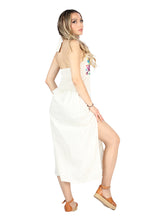 Load image into Gallery viewer, Artisanal Embroidered Dress 100% Cotton Beige 604057
