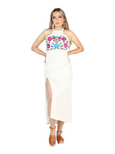 Load image into Gallery viewer, Artisanal Embroidered Dress 100% Cotton Beige 604057
